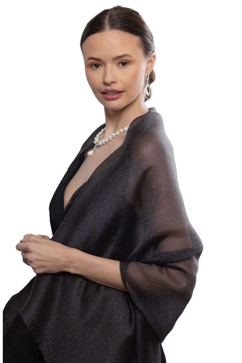 Sheer Silk Scarf, Alternate, color, NAVY