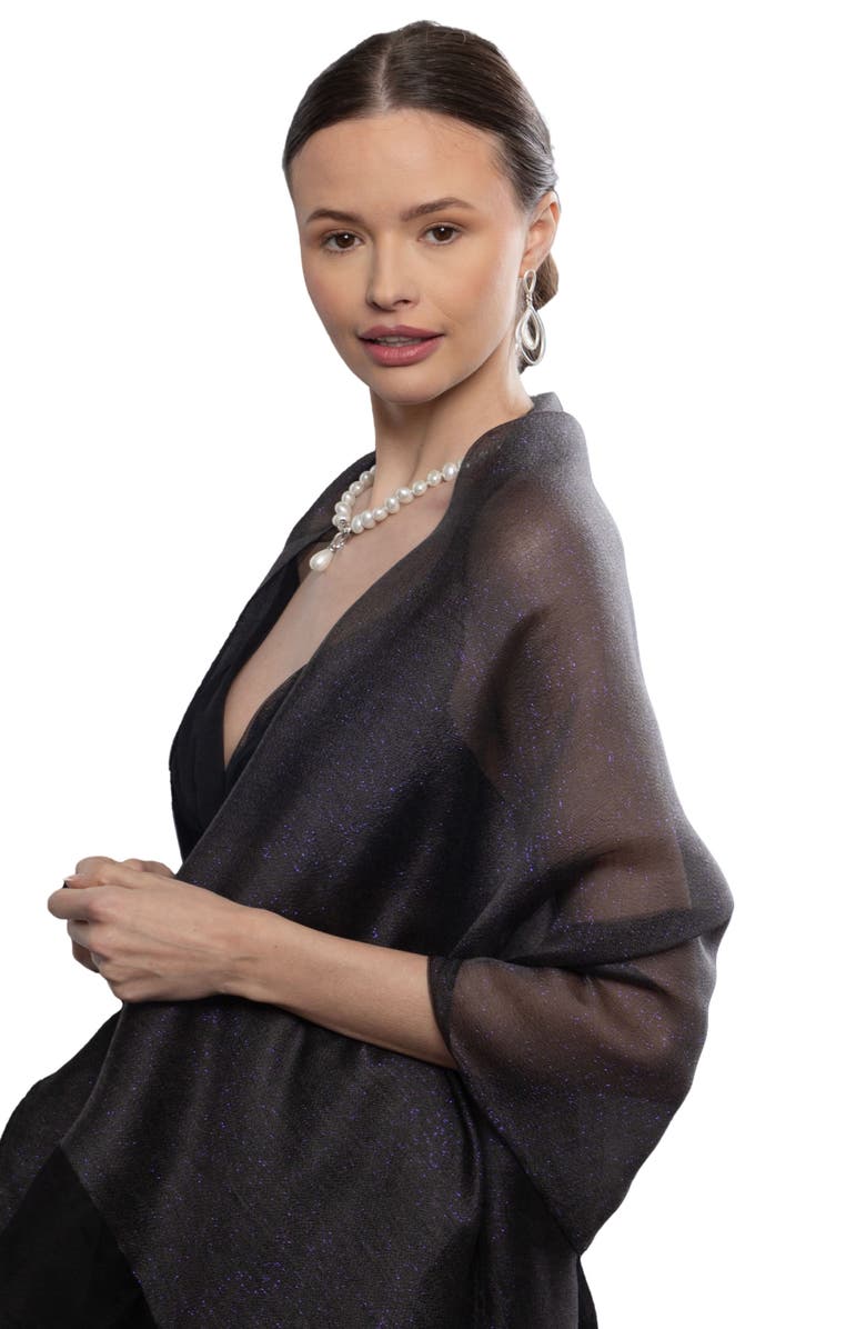 SAACHI Sheer Silk Scarf, Alternate, color, Navy