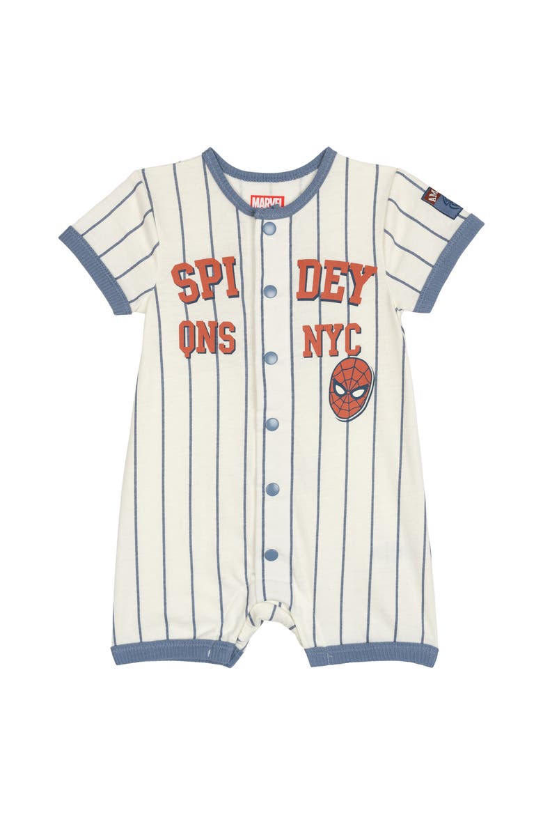 Spider-Man Baseball One Piece Romper, Main, color, Spider Man Blue