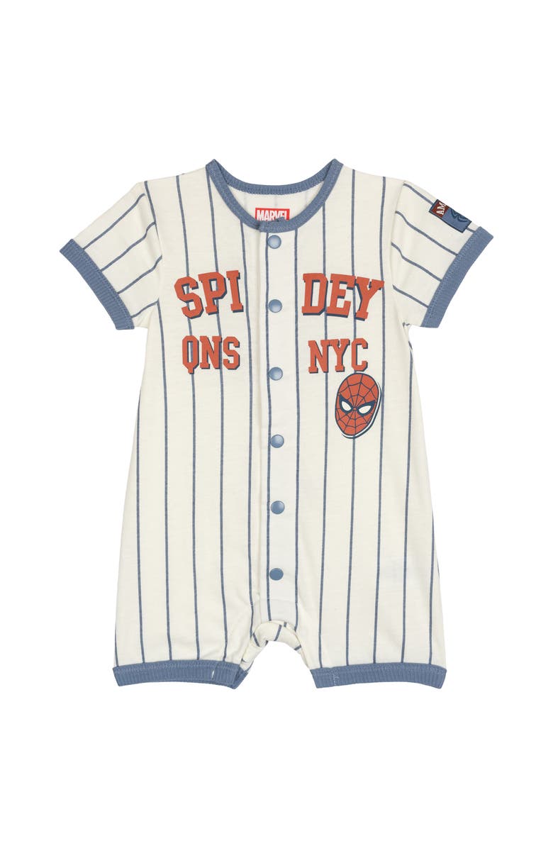 Marvel Spider-Man Baseball One Piece Romper, Main, color, Spider Man Blue