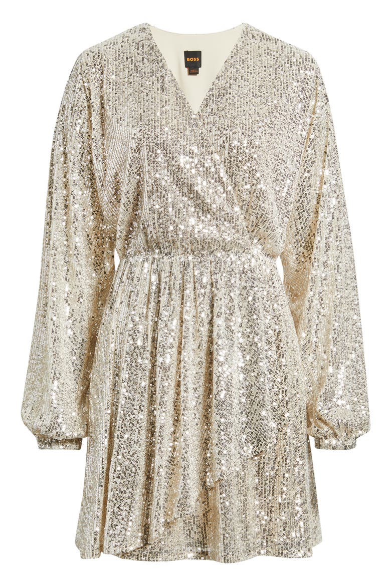 Dillio Sequin Mesh Long Sleeve Cocktail Dress, Alternate, color, OPEN BGE