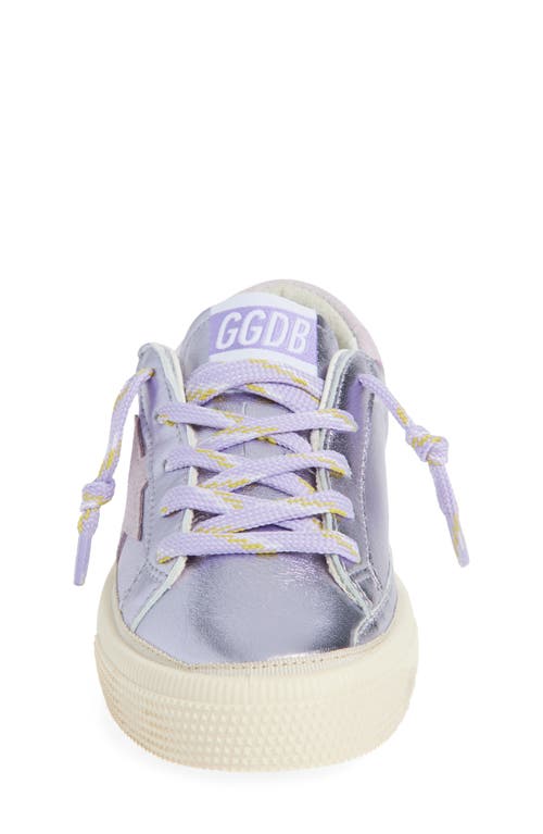 Golden Goose May School Metallic Leather Sneaker In Purple