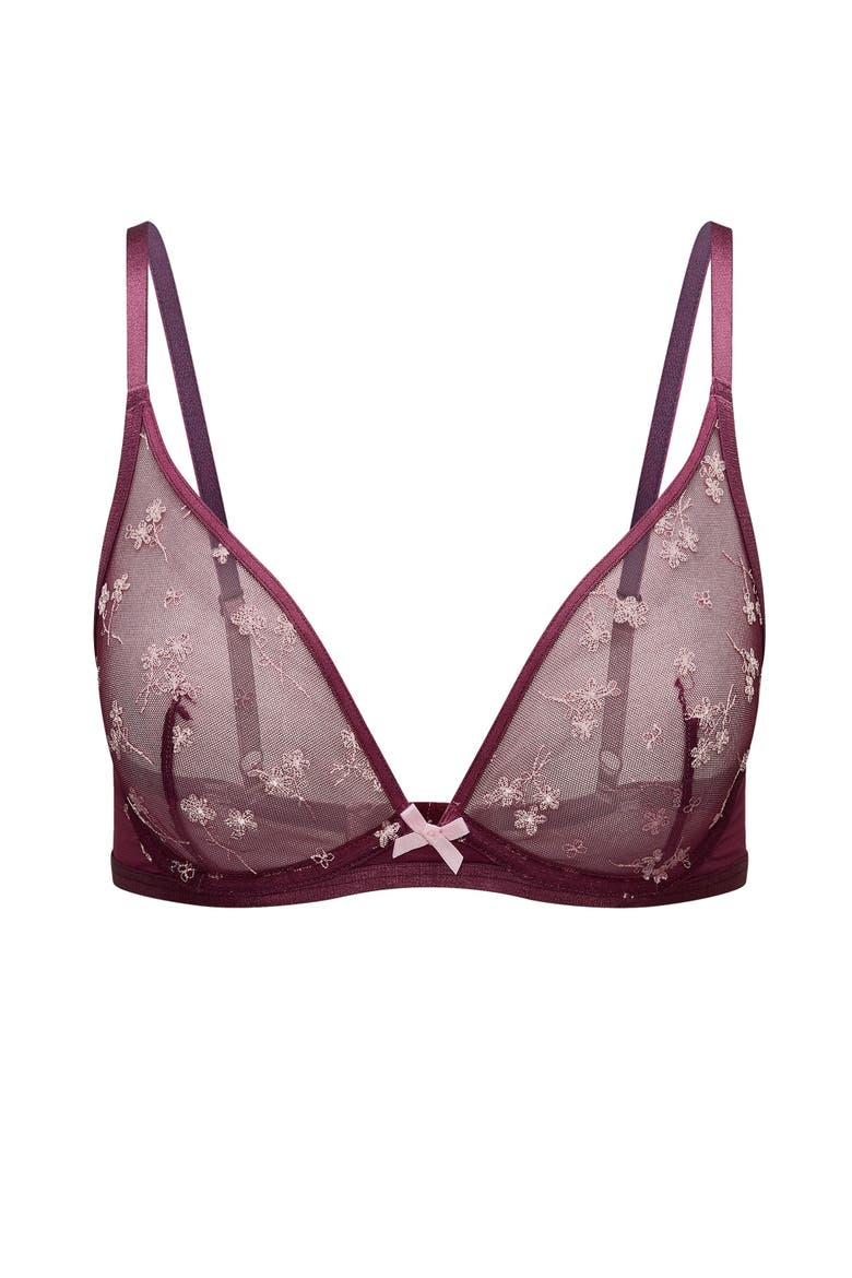 Clementin Unlined Plunge Bra, Alternate, color, Dark purple