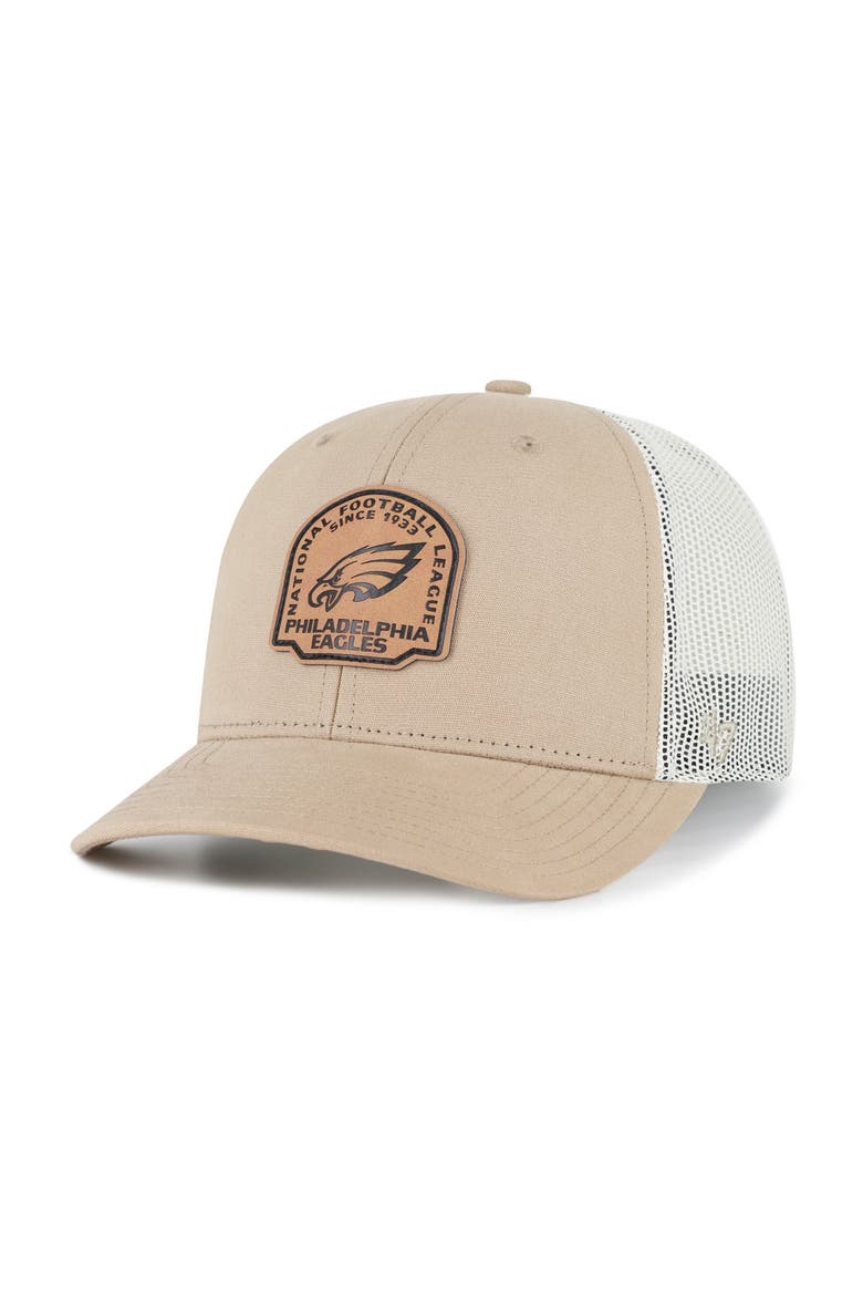 Men's '47 Khaki Philadelphia Eagles Bonehide Trucker Adjustable Hat, Main, color, Khaki