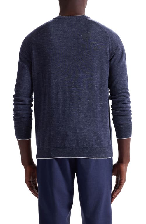 Bugatchi Merino Wool, Silk & Linen Crewneck Sweater In Blue