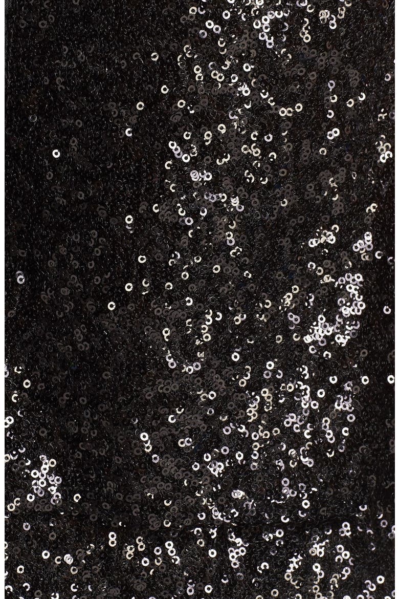 Draped Sequin Dress, Alternate, color, BLACK
