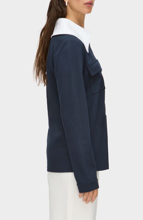 Aligne Tam Ponte Contrast Collar Jacket In Blue