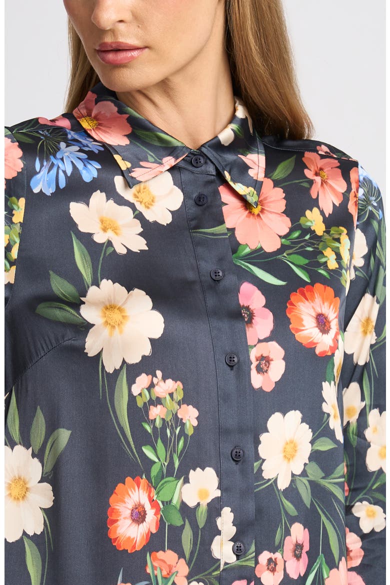 Gloria Floral Long Sleeve Shirtdress, Alternate, color, INDIGO NIGHT