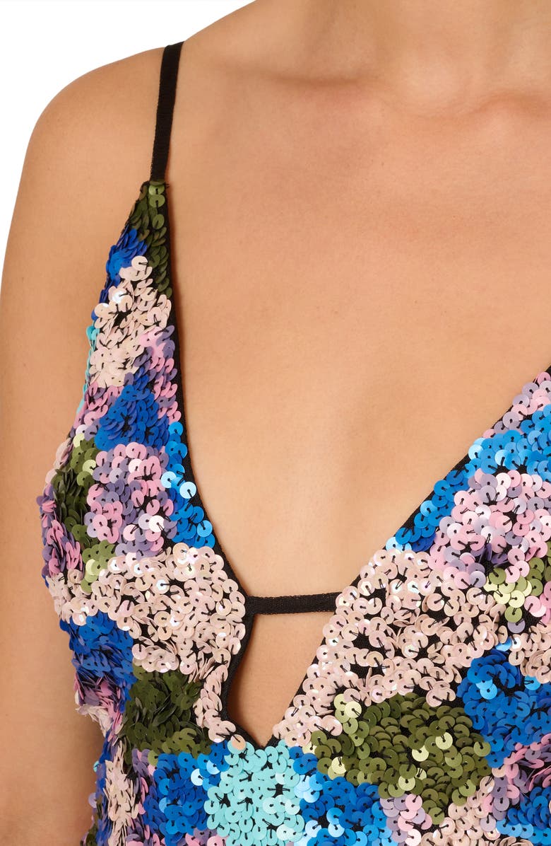 LIV FOSTER Sequin Floral Cocktail Dress, Alternate, color, 