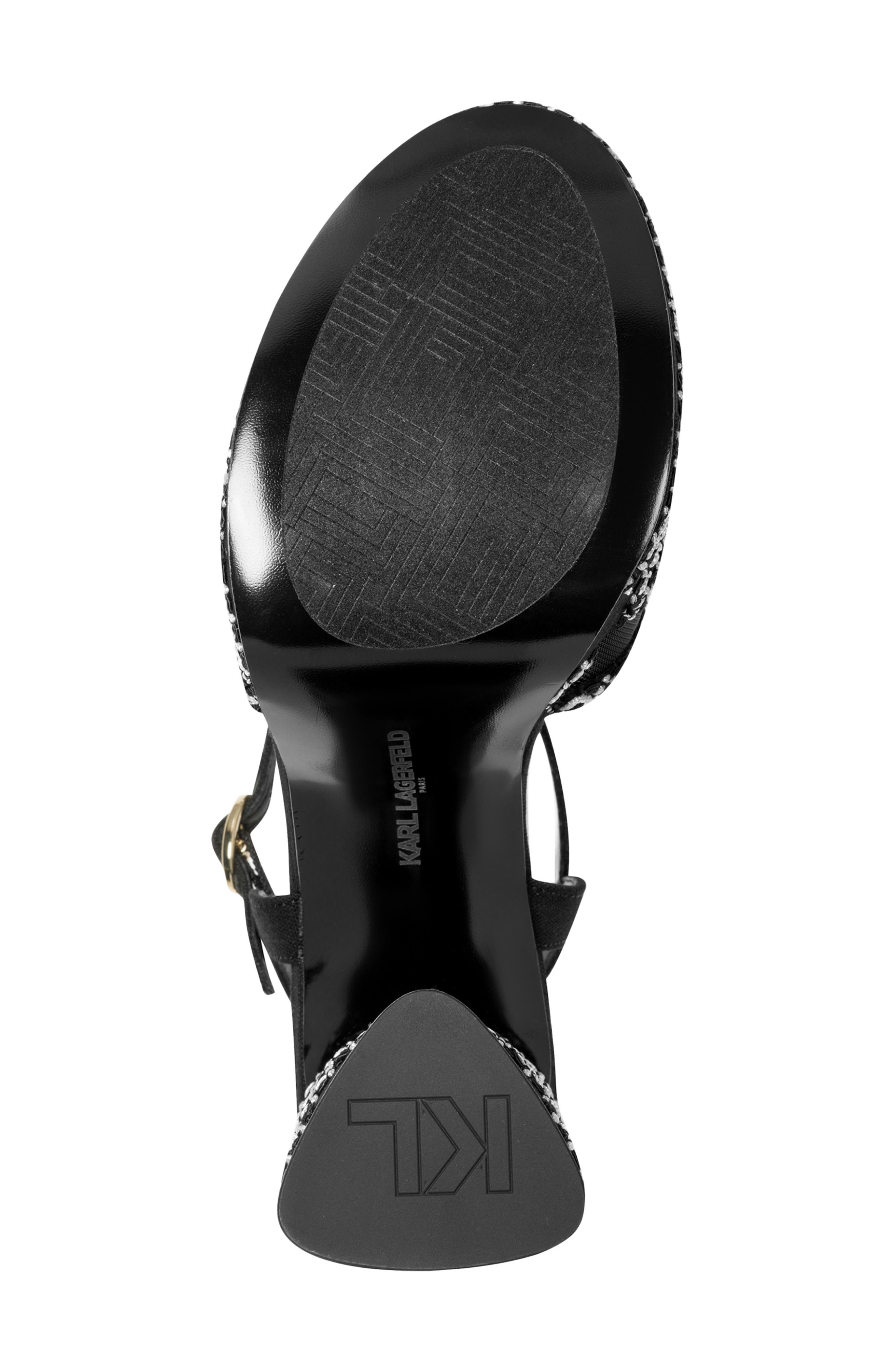 KARL LAGERFELD PARIS Hickory Stitch Platform Sandal, Alternate, color, Black