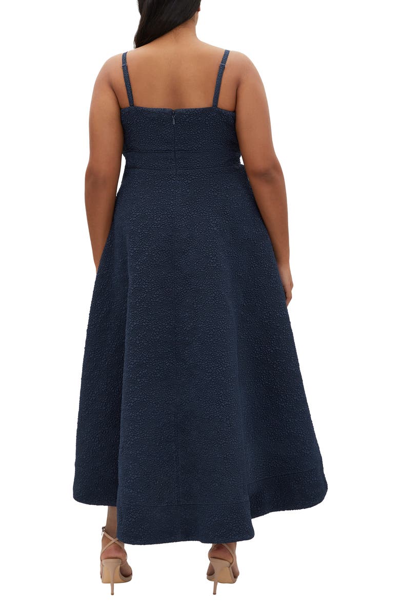 Tess Jacquard High-Low Maxi Cocktail Dress, Alternate, color, NAVY
