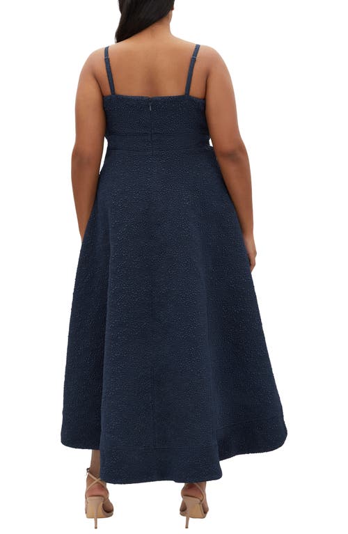 City Chic Tess Jacquard High-low Maxi Cocktail Dress In Blue