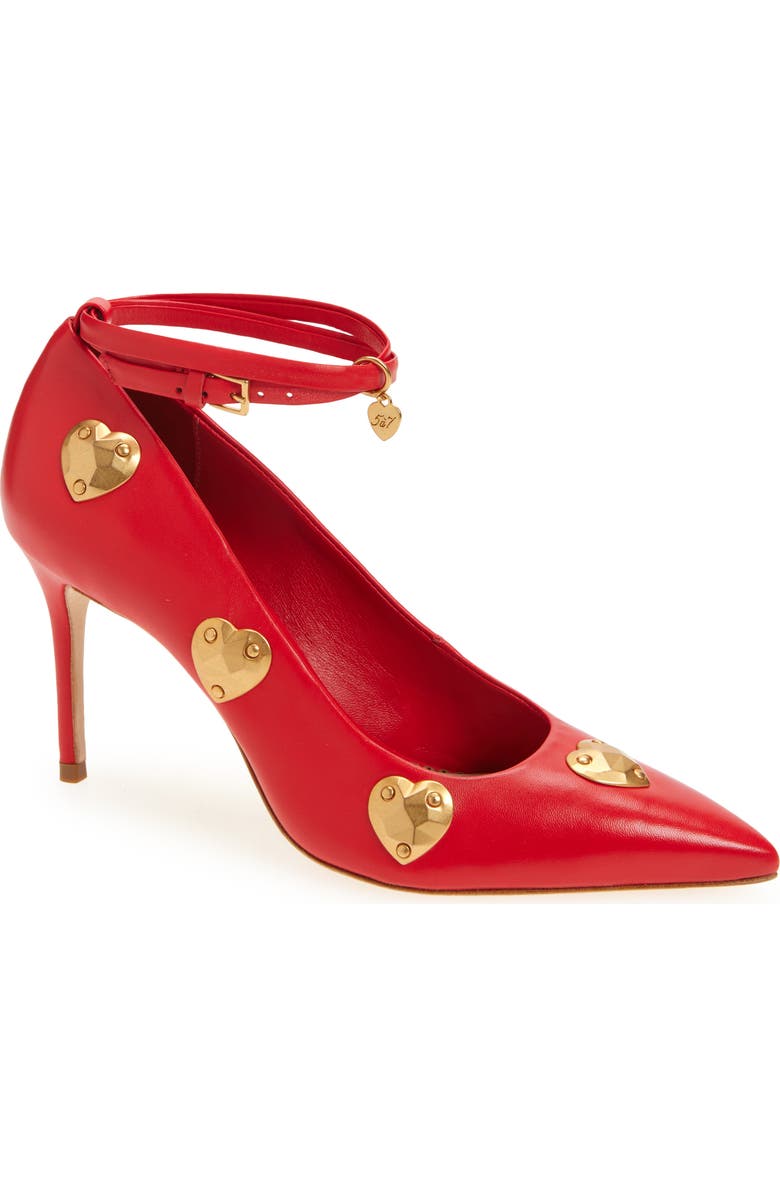 Cinq à Sept Madison Ankle Strap Pump, Main, color, Cardinal/ Gold