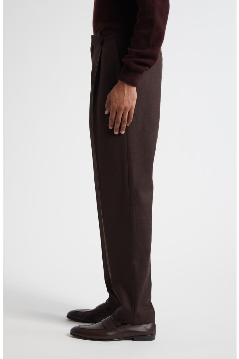 Pleated Boiled Wool Trousers, Alternate, color, TRUFFLE