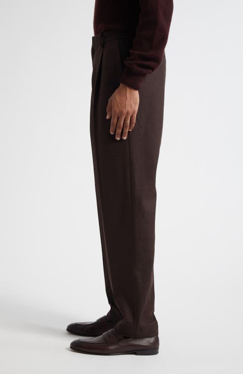 Sunspel Pleated Boiled Wool Trousers In Brown
