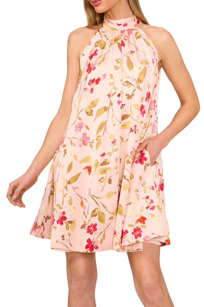 Floral Bow Back Sleeveless Minidress, Alternate, color, SUGAR PEACH
