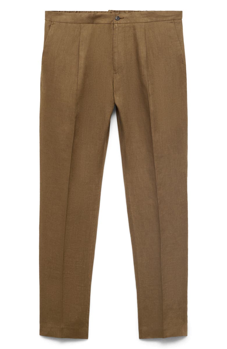 MANGO Salerno Slim Fit Linen Suit Pants, Alternate, color, Khaki Green