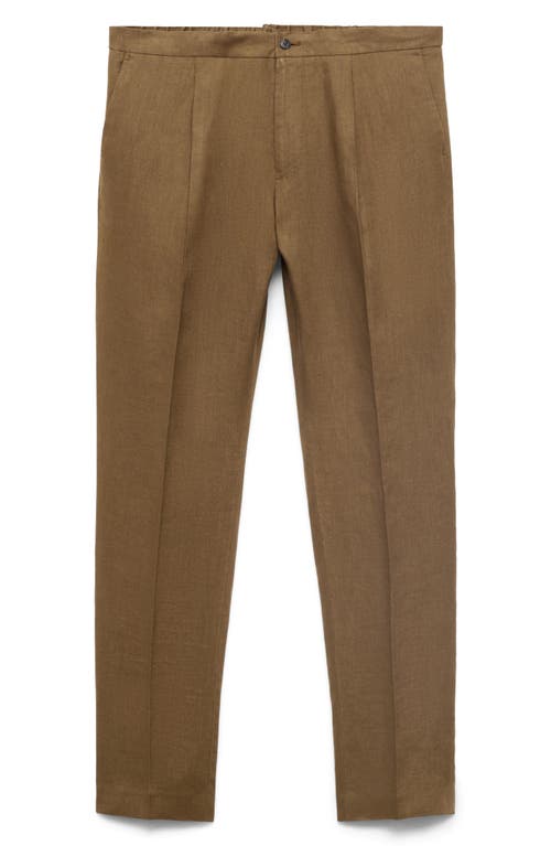 Mango Salerno Slim Fit Linen Suit Pants In Brown