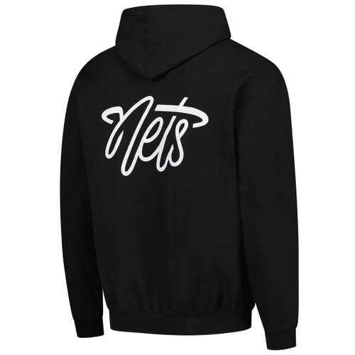 Stadium Essentials Unisex   Black Brooklyn Nets Origins Script Hooded Sweatshirt In Black