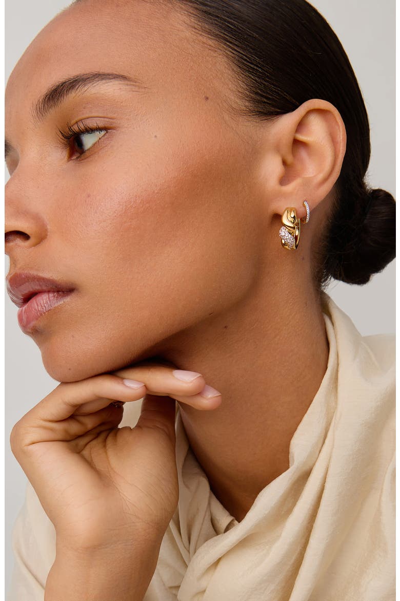 Molten Snow Twisted Small Hoop Earrings, Alternate, color, GOLD