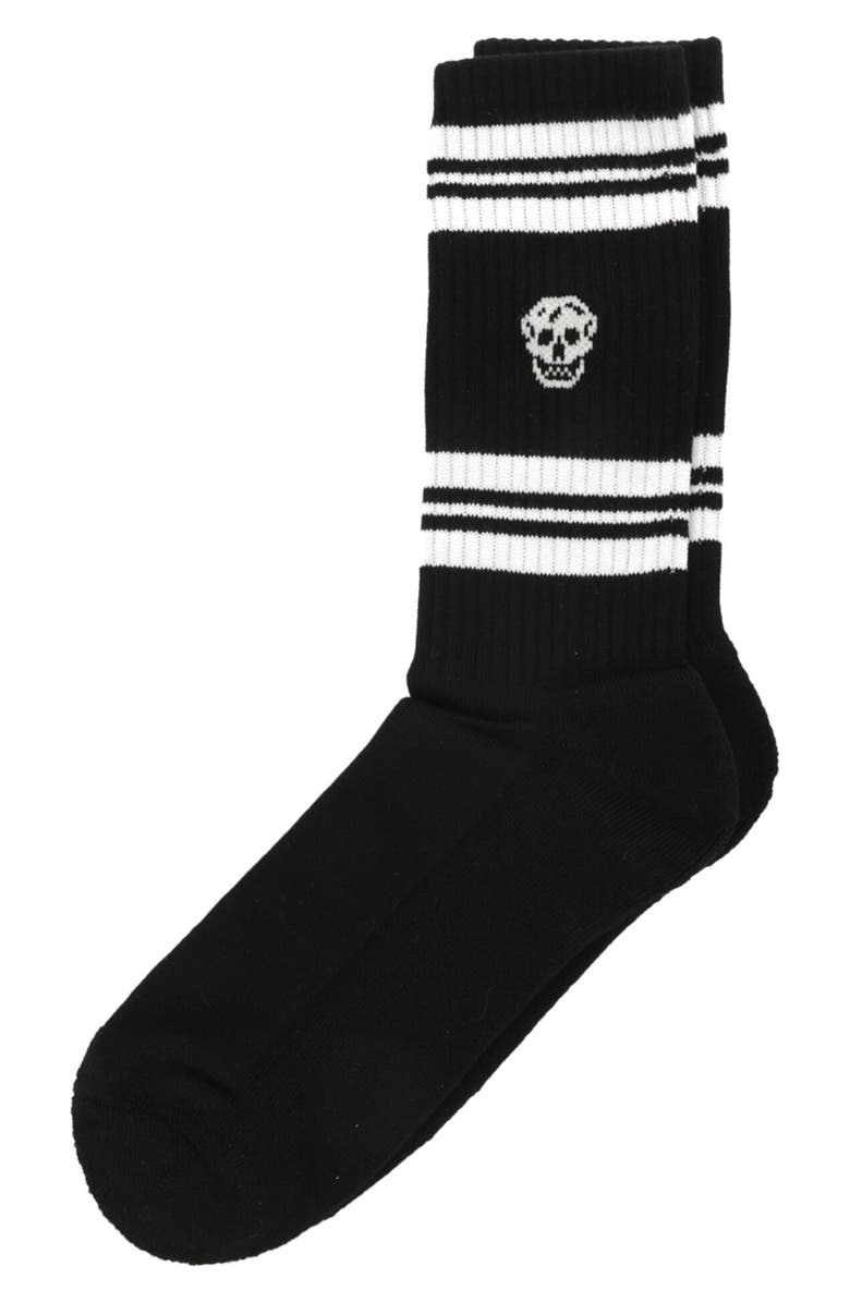 Alexander McQueen Puma Stripe Skull Logo Crew Socks, Alternate, color, Black Ivory