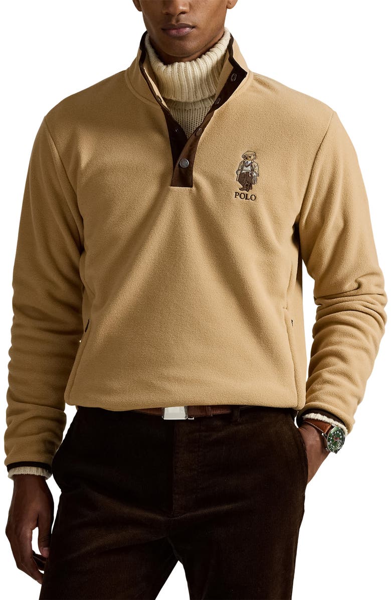 Polo Ralph Lauren Polo Bear Fleece Quarter Snap Pullover, Main, color,
