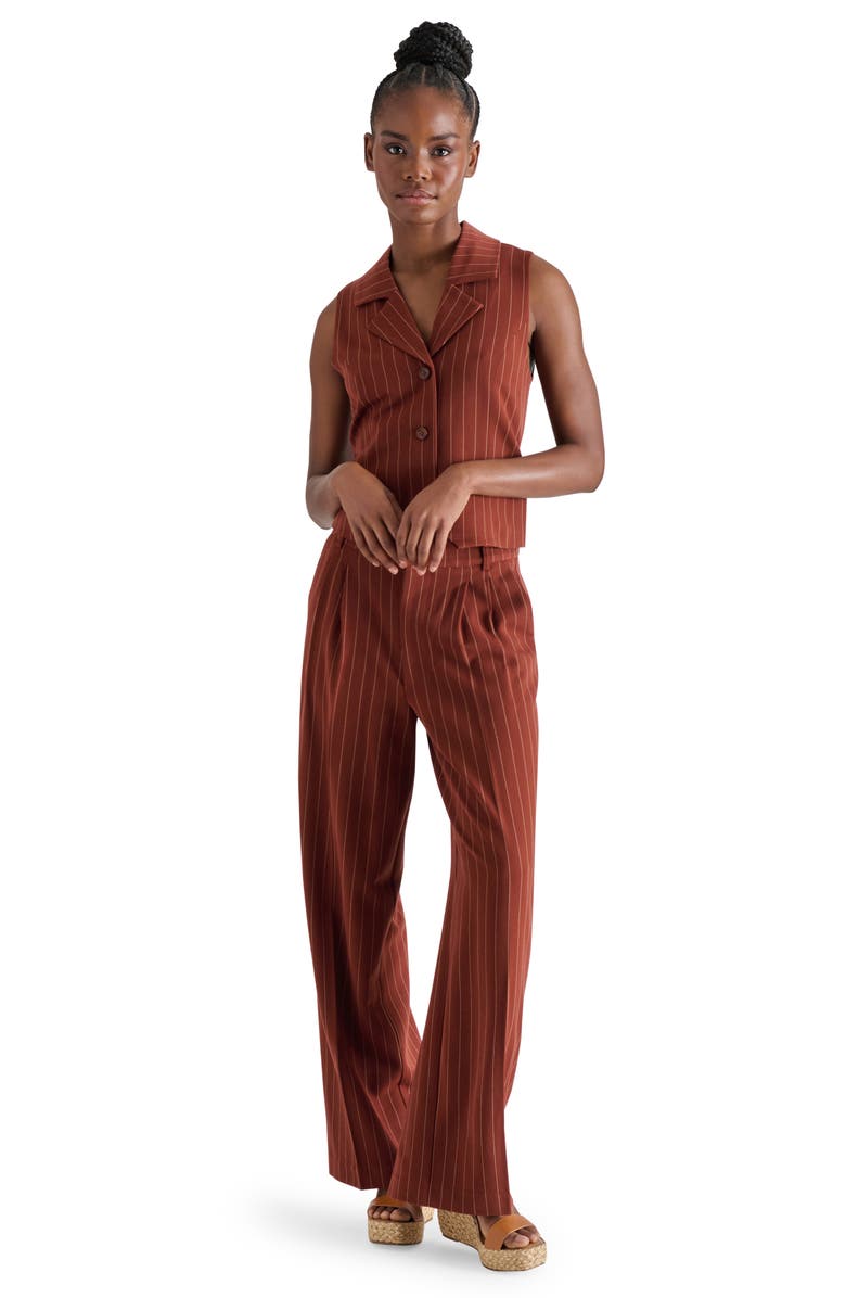 Steve Madden Stripe Notch Collar Vest, Alternate, color, Cinnamon