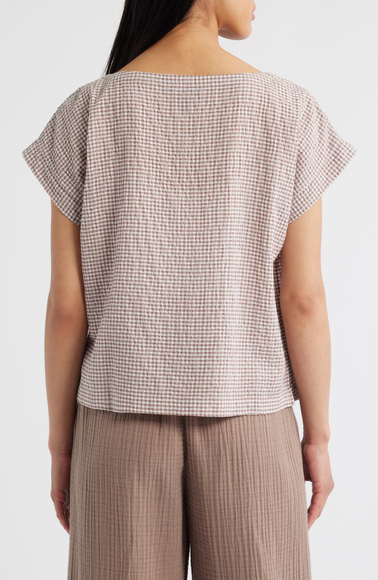 Eileen Fisher Ballet Neck Boxy Organic Cotton Blend Top, Alternate, color, Cocoa