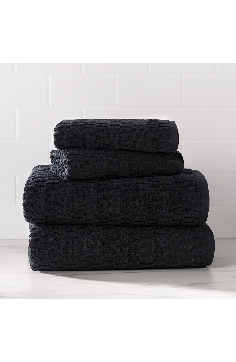 DKNY Metro Tile 4-Piece Bath & Hand Towel Set, Alternate, color, Black