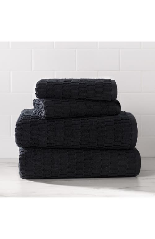 Dkny Metro Tile 4-piece Bath & Hand Towel Set In Black