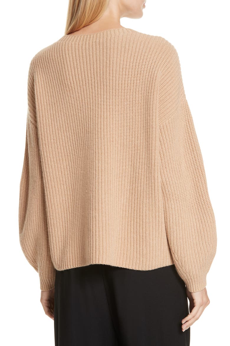 Crewneck Shaker Cashmere Sweater, Alternate, color, CLAY
