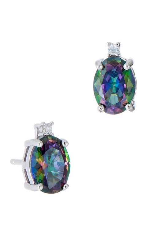 Mystic Topaz & CZ Stud Earrings