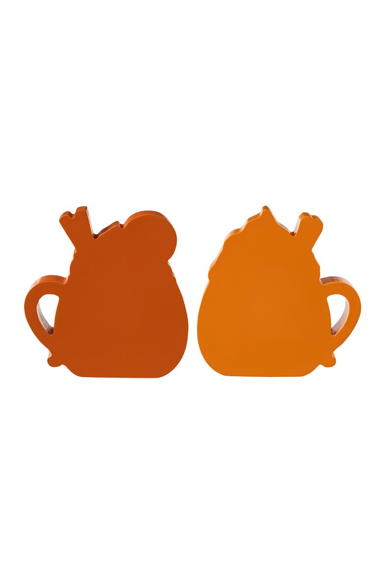 Set of 2 Patriotic Americana or Fall Wooden Coffee Cup Table Decor, Alternate, color, Orange