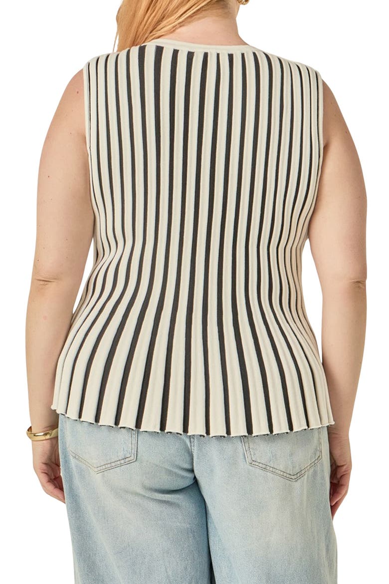 Front Button Sleeveless Sweater, Alternate, color, WHITE/ BLACK