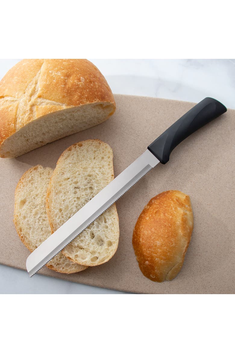 Cutlery 8-Inch Bread Knife Serrated Stainless Blade Anthem Wave Handle, Alternate, color, Black