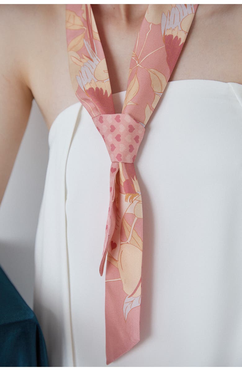 Lost Pattern El Amor Silk Skinny Scarf, Alternate, color, Nude Pink