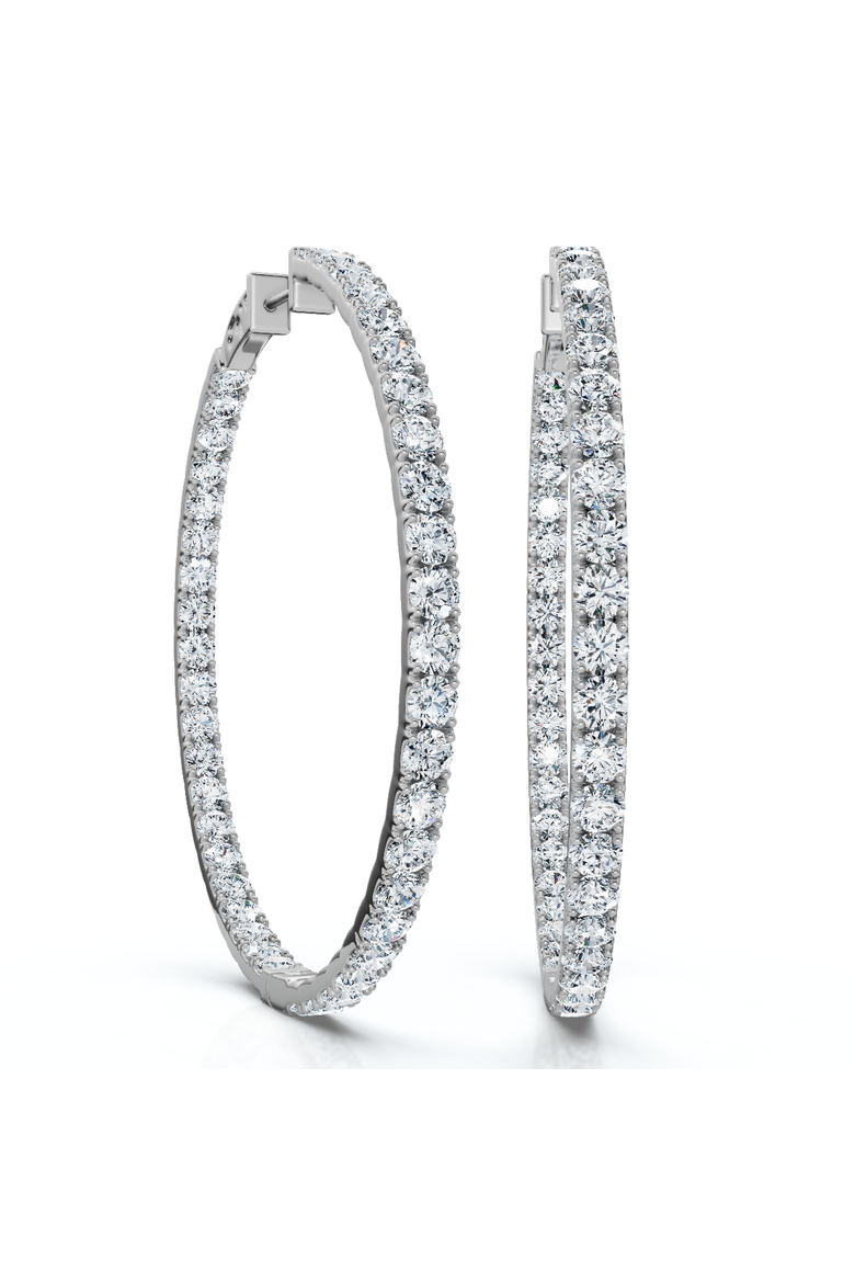 8.00CT 2" Diamond Inside Outside Hoops 14k Gold Lab Grown, Main, color, 14k White Gold