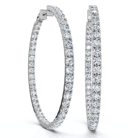 8.00CT 2" Diamond Inside Outside Hoops 14k Gold Lab Grown