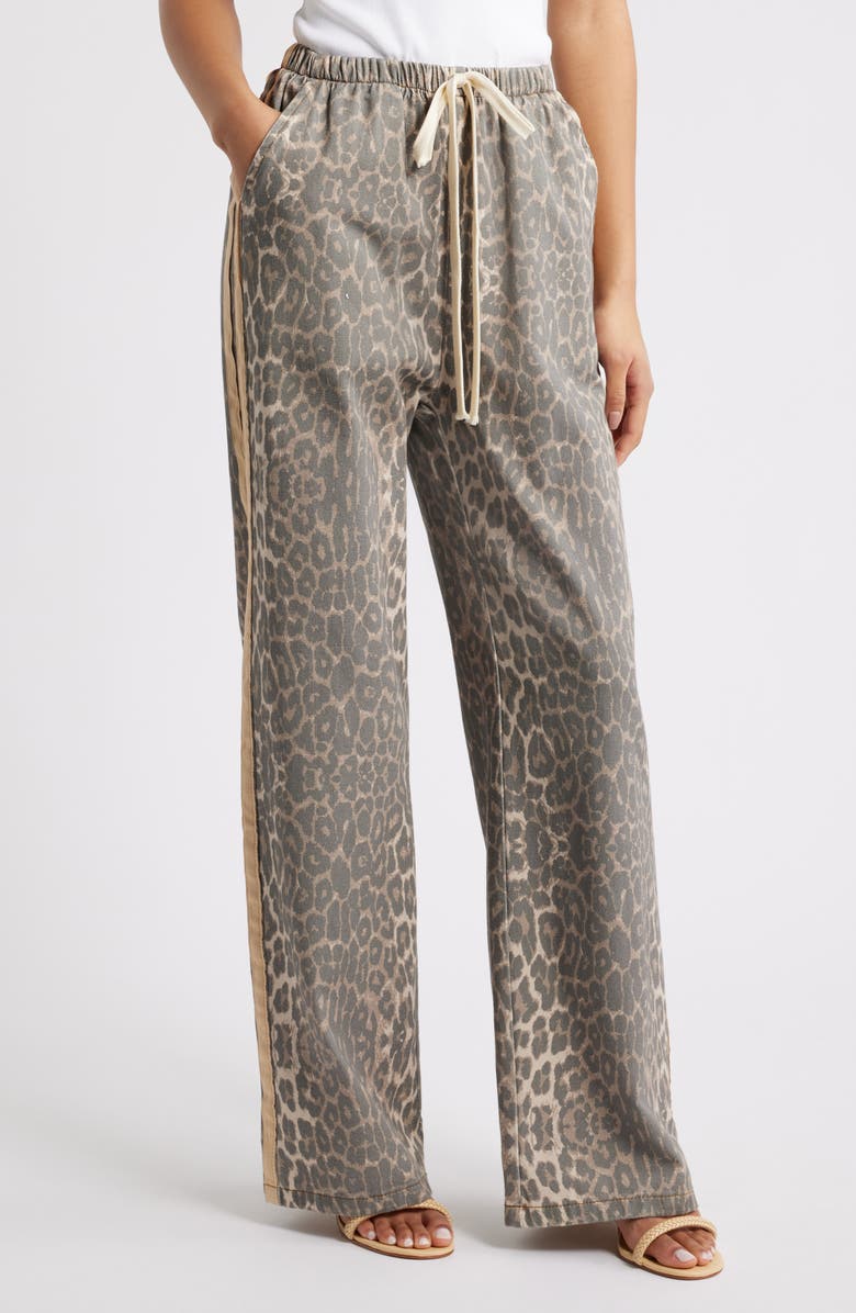 Petal
Pup Fletcher Leopard Print Racer Stripe Drawstring Jeans, Main, color, Leopard