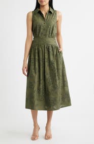 Sam Edelman Eyelet Sleeveless Midi Shirtdress