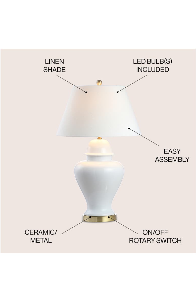 JONATHAN Y Sagwa 33" Ceramic/Iron Modern Classic LED Table Lamp, Alternate, color, White
