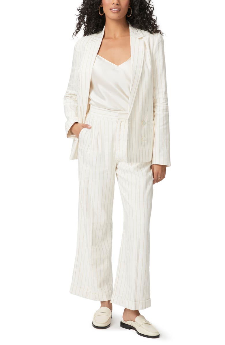 PAIGE Kennie Stripe Wide Leg Pants, Alternate, color, Aftglo/Gld