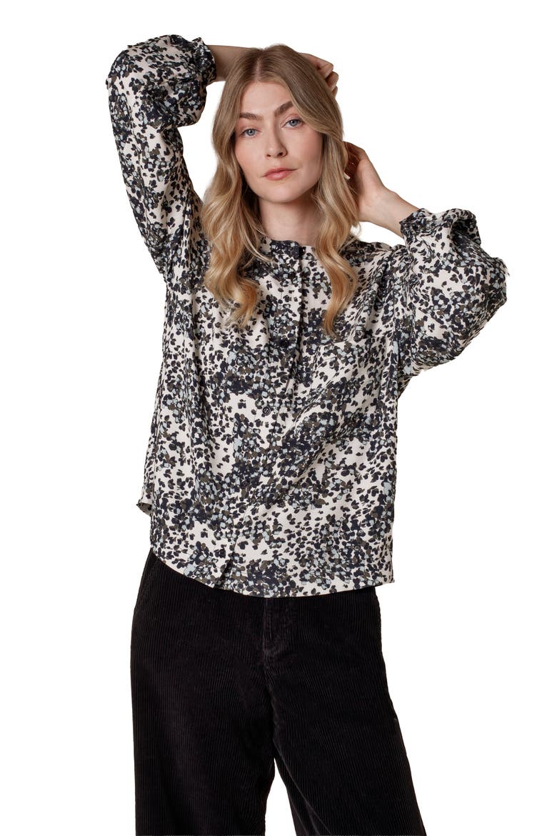Printed Drop Shoulder Long Sleeve Shirt, Alternate, color, Ecru Confetti Print