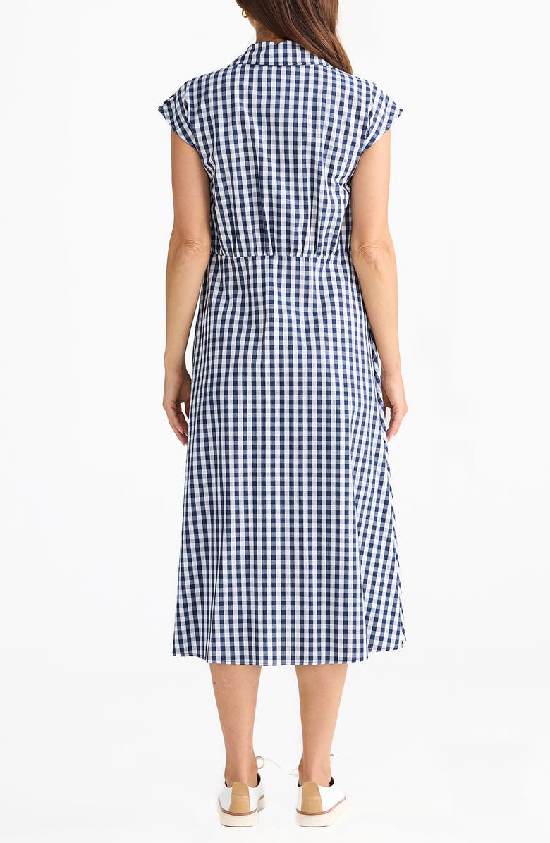 Brave+True Musings Gingham Midi Shirtdress, Alternate, color, Navy Gingham