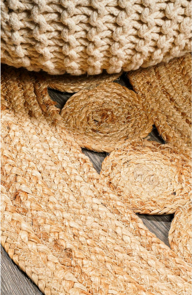 JONATHAN Y Dahlia Round Natural Jute Boho Circle Natural Round Area Rug, Alternate, color, Natural