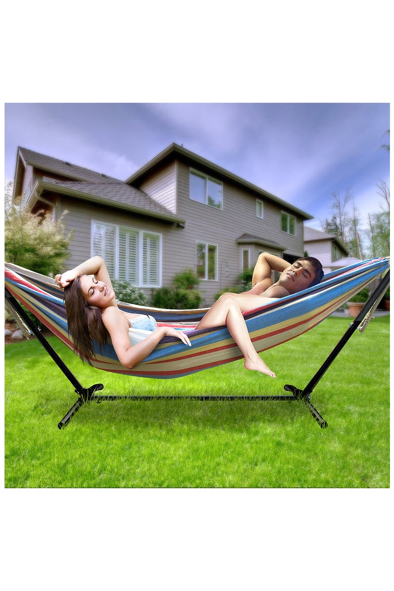 Two-Person Hammock with Stand, Alternate, color, WHITE