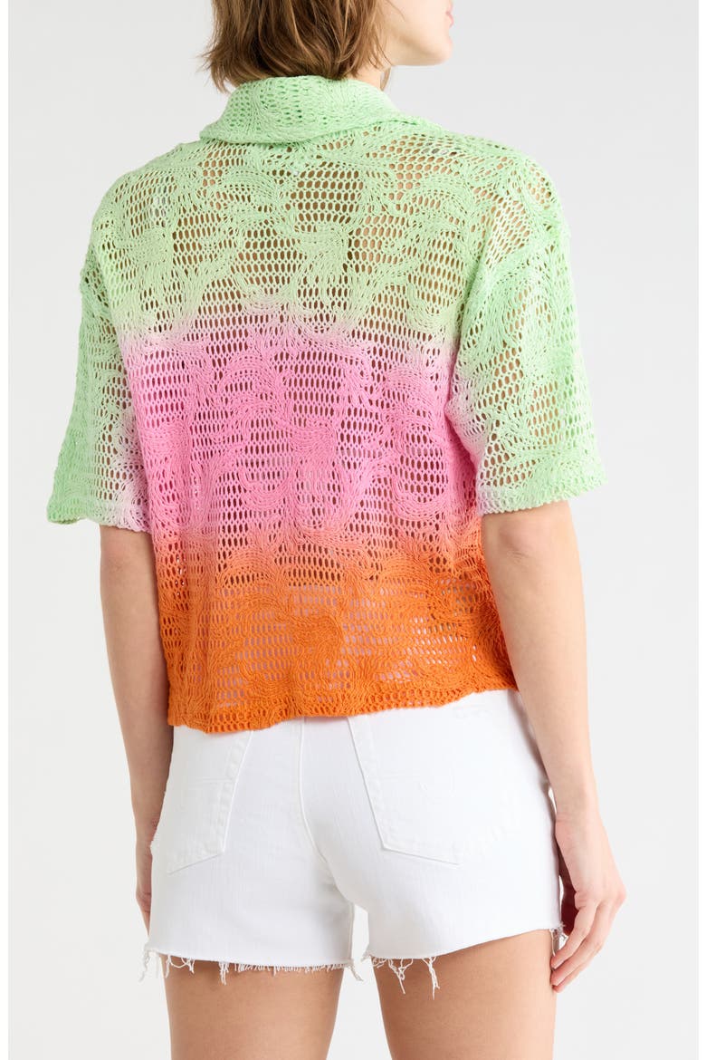 Kyrie Ombr Cotton Cover Up Camp Shirt, Alternate, color, OPEN PINK