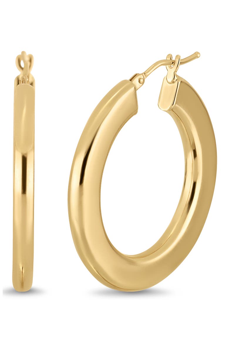 14k Gold Flat Hoop Earrings, Main, color, 14KY