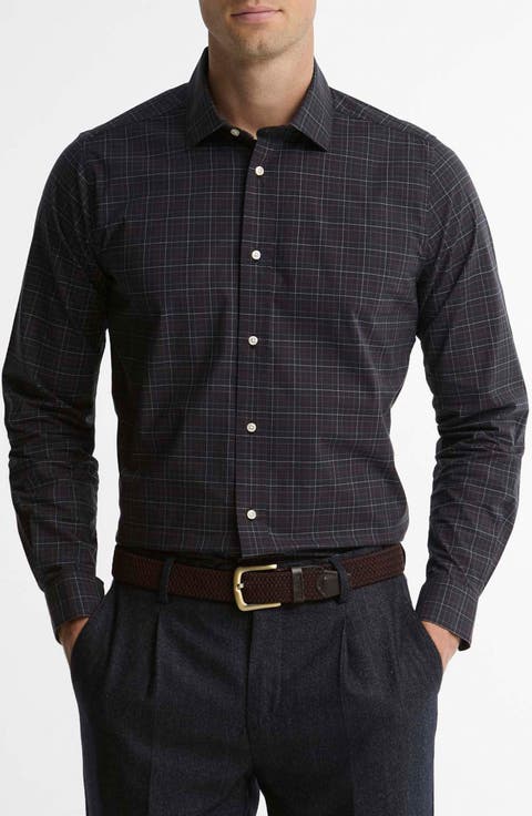 Ashfield Tailored Tattersall Stretch Button Up Shirt