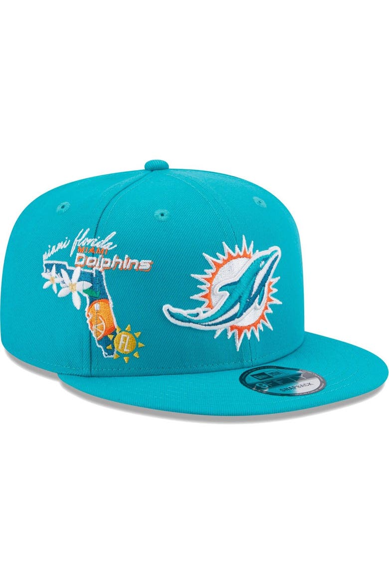 New Era Men's New Era Aqua Miami Dolphins Icon 9FIFTY Snapback Hat (Men ...